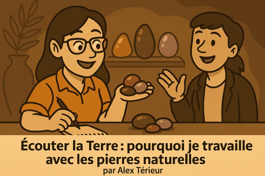 Alex explique pourquoi elle travail avec des pierres naturelles - Ardèche