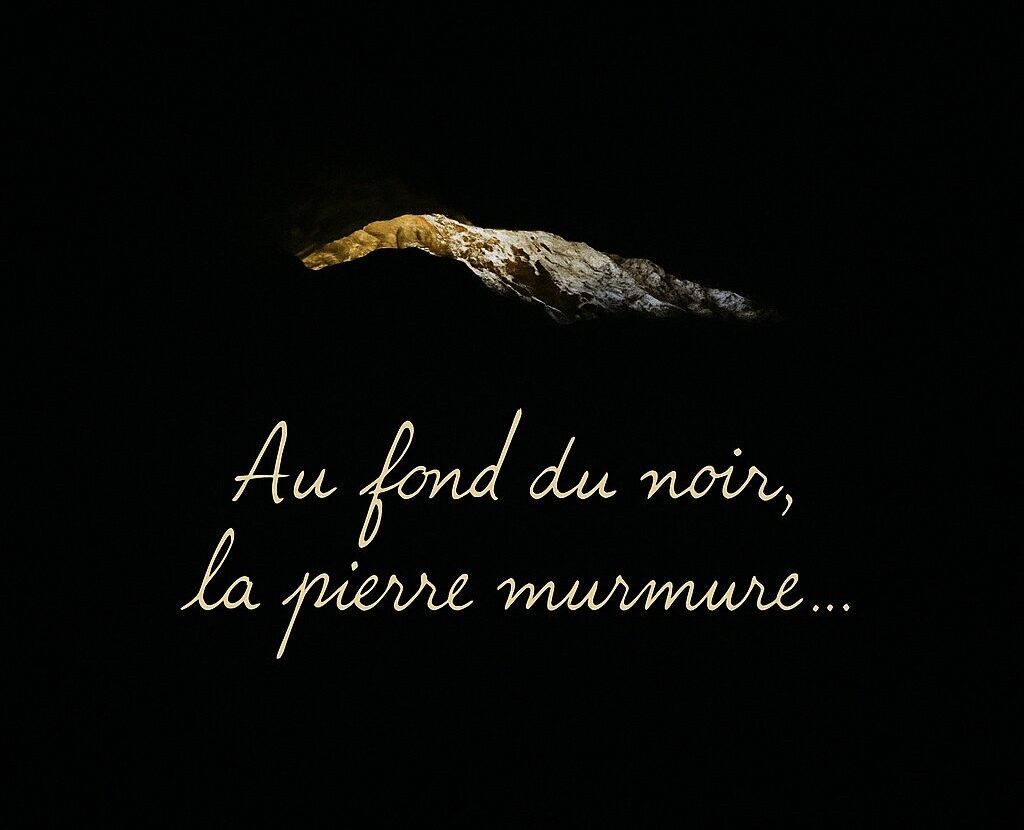 L'ombre d'une frontale dans la grotte aven Forestière